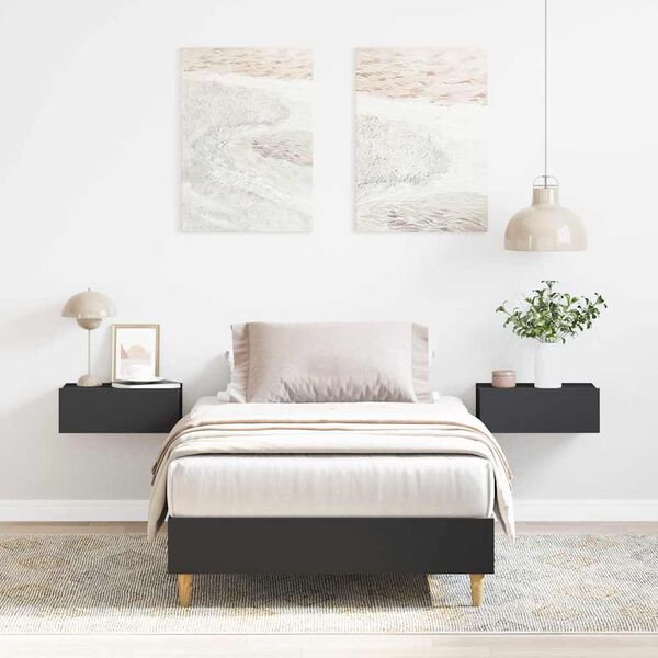 vidaXL R&uacute;mgrind &aacute;n D&yacute;nu Svartur 100x200 cm Samsettur Vi&eth;ur