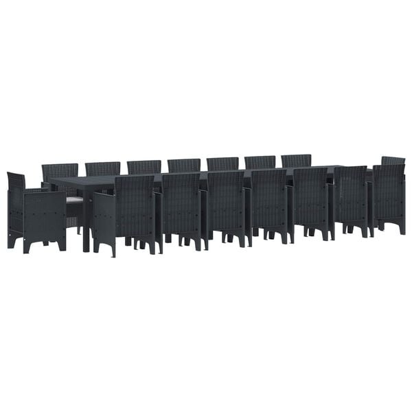 vidaXL Gar&eth;adining sett me&eth; p&uacute;&eth;um me&eth; p&uacute;&eth;i 17 pcs Antras&iacute;t PP