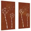 vidaXL Gar&eth;veggskreytingar 2 stk. 105x55cm Corten St&aacute;l Bl&oacute;mah&ouml;nnun