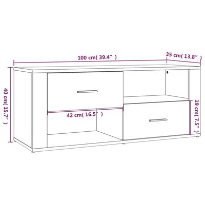 vidaXL Sjónvarpsskápur Grár Sonoma 100x35x40 cm Samsettur Viður