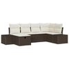 vidaXL Gar&eth;s&oacute;fa sett me&eth; p&uacute;&eth;i 6 pcs Br&uacute;nn p&oacute;l&yacute;rattan