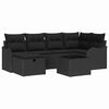 vidaXL Gar&eth;s&oacute;fa sett me&eth; p&uacute;&eth;i me&eth; geymslu 7 pcs Svartur Poly rattan