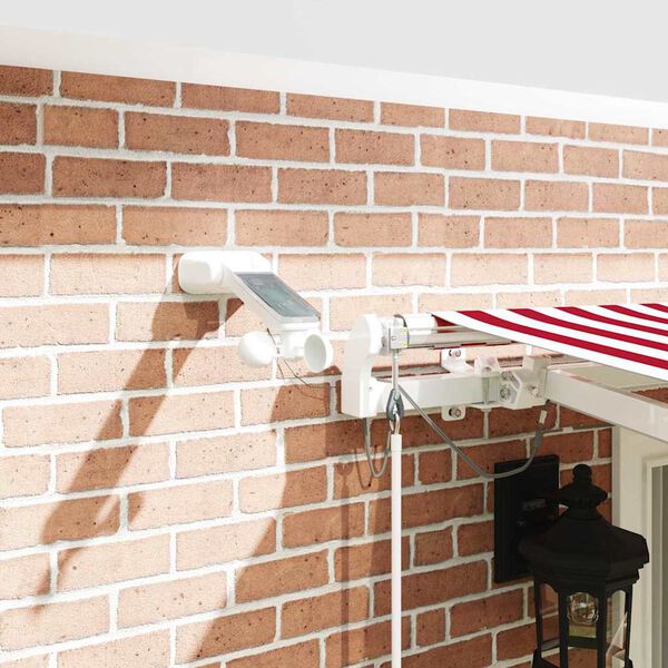 vidaXL H&aelig;gt a&eth; draga saman skyggni Rautt og hv&iacute;tt 400 &times; 300 cm