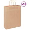 vidaXL Papp&iacute;rspokar 50 stk me&eth; Handf&ouml;ngum Br&uacute;nir 32x12x42 cm