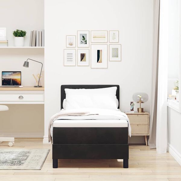 vidaXL LED Box Spring R&uacute;m me&eth; d&yacute;nu me&eth; led Svartur 80 x 200 cm Flauel