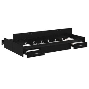 vidaXL R&uacute;mgrind me&eth; geymslur&yacute;mi me&eth; h&ouml;fu&eth;gafl Svartur Eik 120 x 190 cm