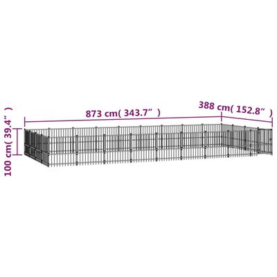 vidaXL úti hundaræktunarstál 33,87 m²