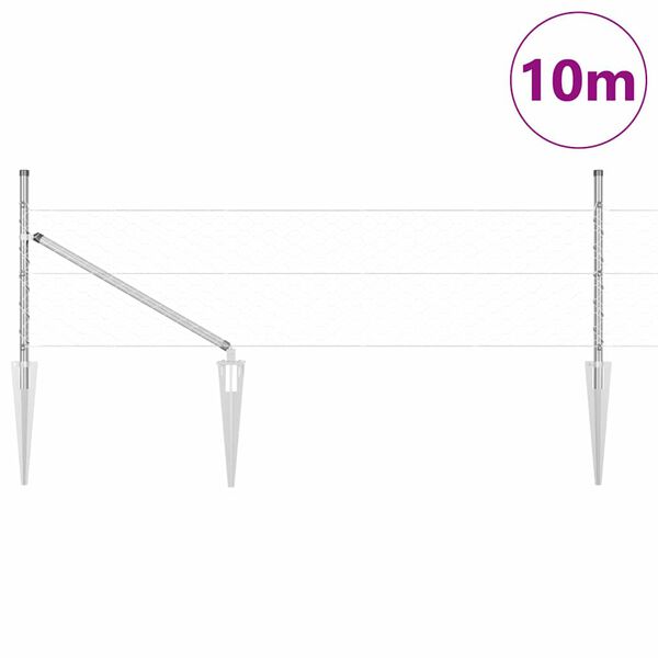 vidaXL Gir&eth;ingarp&oacute;stur Silfur 10 x 0,8 m (50 mm vefur) St&aacute;l