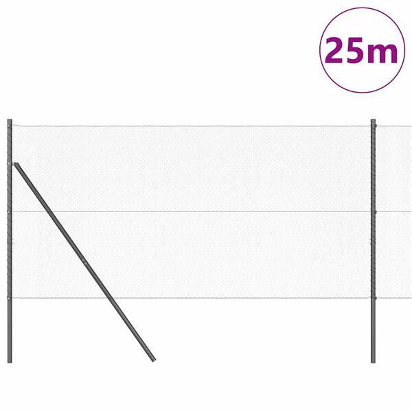 vidaXL Girðingarpóstur Grár 25 x 1,2 m (13 mm net) Stál