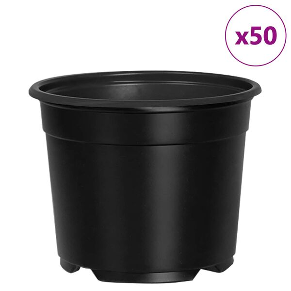vidaXL Bl&oacute;mapottur 50 pcs Svartur &Oslash; 15 x 12.5 cm Plast