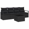 vidaXL S&oacute;fasett me&eth; p&uacute;&eth;i me&eth; geymslu 5 pcs Svartur p&oacute;l&yacute;rattan