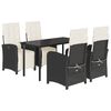 vidaXL 5 Hluta Gar&eth;bor&eth;stofusett me&eth; Sessum Svart P&oacute;l&yacute;rattan