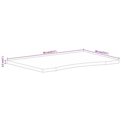 vidaXL Skrifborðsplata m. Sveigju 90x60x2,5 cm Gegnheill Mangóviður