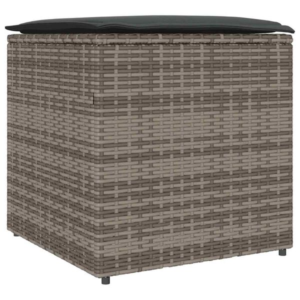 vidaXL Koddabox með geymslu Grár 50 x 50 x 50 cm pólýrattan