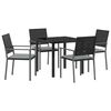 vidaXL Gar&eth;ur bor&eth;sett 5 pcs Svart og lj&oacute;sgr&aacute;tt PE rattan