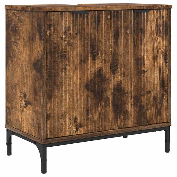 vidaXL Ba&eth;herbergisvaskarsk&aacute;pur me&eth; hur&eth; Rau&eth;-eik 60,5 x 33,5 x 61 cm