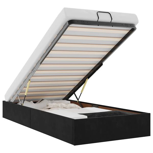 vidaXL Ottoman rúmgrind Engin dýna Svart 90x190 cm Flauel