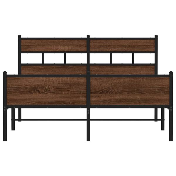 vidaXL R&uacute;mgrind &aacute;n d&yacute;nu Br&uacute;n eik 140x190 cm Hanna&eth;ur vi&eth;ur