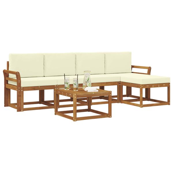 vidaXL &Uacute;ti s&oacute;fasett me&eth; p&uacute;&eth;i 6 pcs N&aacute;tt&uacute;rulegt og Krem Hrein akas&iacute;utr&eacute;