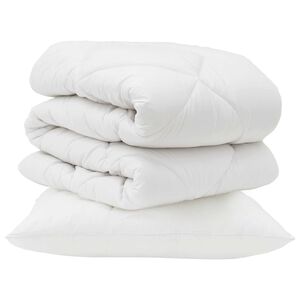 vidaXL S&aelig;ng me&eth; kodda 2 pcs Hv&iacute;tt M&iacute;kr&oacute;f&iacute;ber