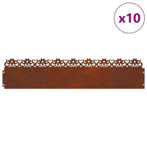 vidaXL Grasskantur 10 pcs Rusty 103 x 0,05 x 22 cm Ve&eth;ra&eth; st&aacute;l