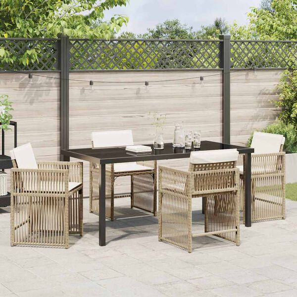 vidaXL Gar&eth;ur bor&eth;sett 5 pcs Drapplita&eth;ur p&oacute;l&yacute;rattan