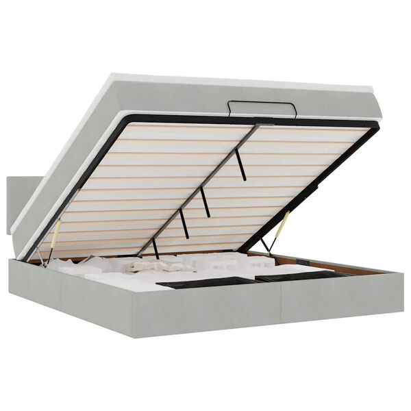 vidaXL Ottoman r&uacute;m me&eth; d&yacute;nu Lj&oacute;sgr&aacute;r 160x200 cm Flauel