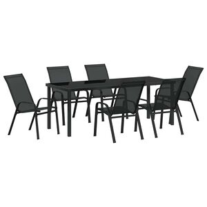 vidaXL Gar&eth;ur bor&eth;sett 7 pcs Svartur Duftlita&eth;ur st&aacute;l