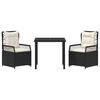 vidaXL Gar&eth;ur bor&eth;sett 3 pcs Svartur p&oacute;l&yacute;rattan
