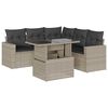vidaXL 6 -Hluta Gar&eth;s&oacute;fasett me&eth; Sessum Lj&oacute;sgr&aacute;tt P&oacute;l&yacute;rattan
