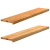 vidaXL gluggasyllur 2 stk lj&oacute;sbr&uacute;nt 120x30x2 cm gegnheil vi&eth;ar eik