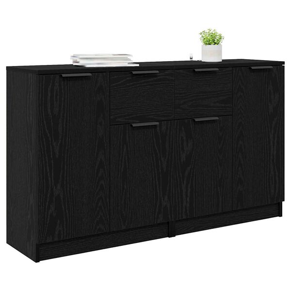 vidaXL Hli&eth;arbor&eth; 2 pcs Svartur Eik 60 x 30 x 70 cm Samsettur vi&eth;ur