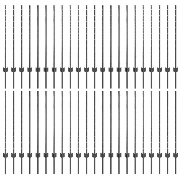 vidaXL Girðingarpóstar 88 pcs Grár 140 cm Stál