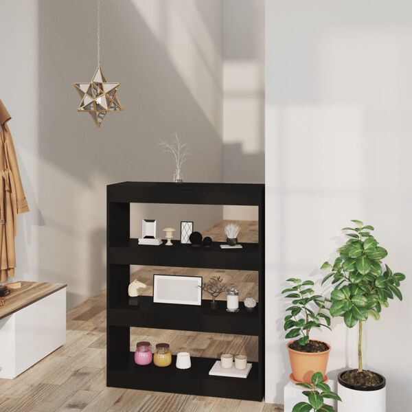 vidaXL B&oacute;kahilla/Skilr&uacute;m H&aacute;glans Svart 80x30x103 cm Samsettur vi&eth;ur