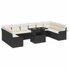 vidaXL Gar&eth;s&oacute;fa sett me&eth; p&uacute;&eth;i me&eth; kodda 11 pcs Svartur Poly Rattan