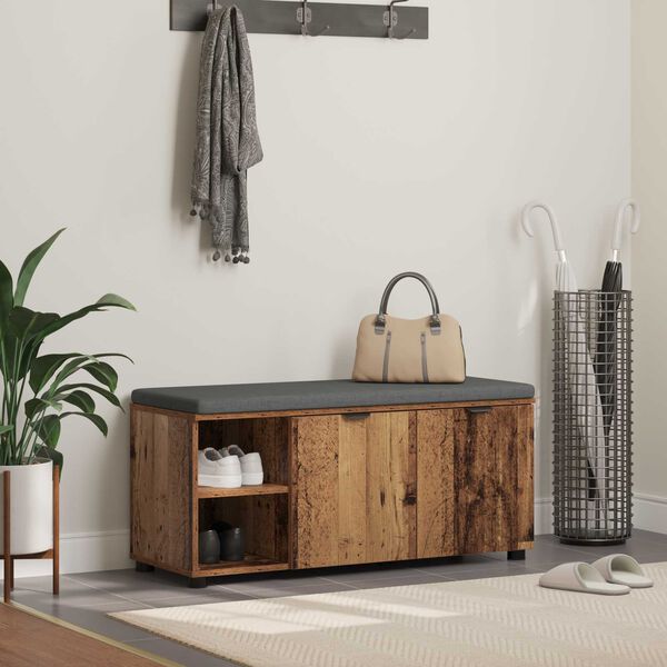 vidaXL Hallarbekk me&eth; p&uacute;&eth;i Einlita Gamalt timbur 100 x 38 x 46 cm