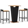 vidaXL 3 stykki gar&eth;barasett Svartur Poly Rattan & Solid Wood Acacia