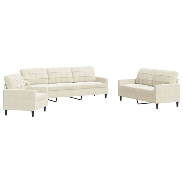 vidaXL 3 Parta S&oacute;fasett me&eth; Sessum Rj&oacute;maefni Flauel