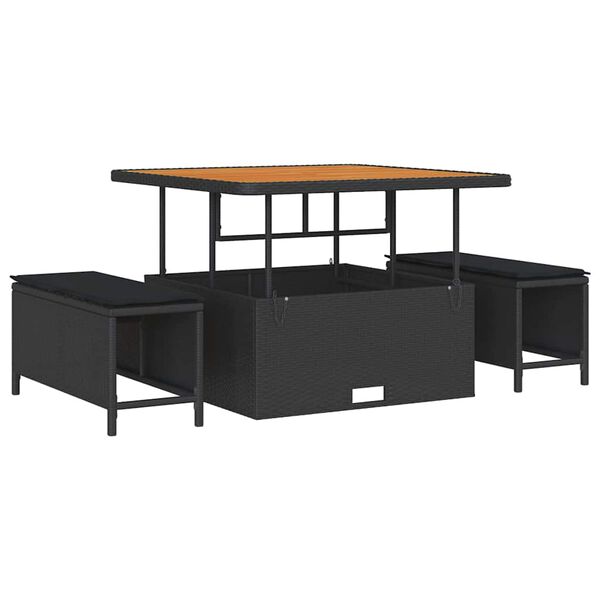 vidaXL Gar&eth;s&oacute;fa sett me&eth; p&uacute;&eth;i 13 pcs Svartur Poly rattan