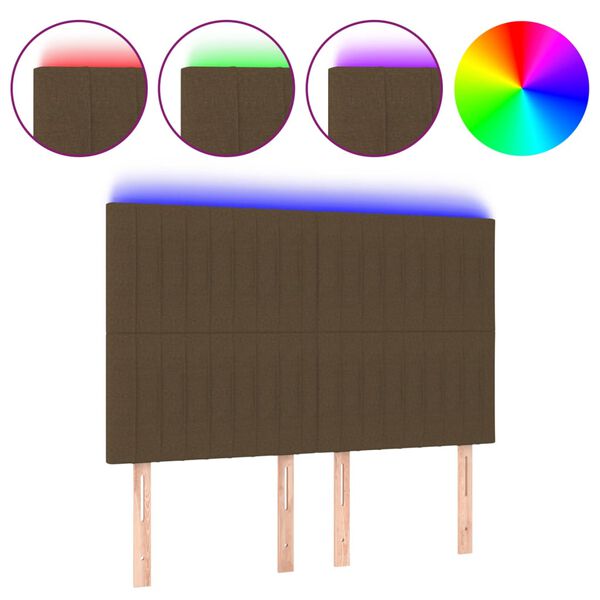 vidaXL LED h&ouml;fu&eth;gafl D&ouml;kkbr&uacute;nt 144x5x118/128 cm Efni