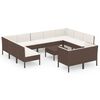 vidaXL 12 Hluta Gar&eth;h&uacute;sgagnasett me&eth; P&uacute;&eth;um P&oacute;l&yacute;rattan Br&uacute;nt