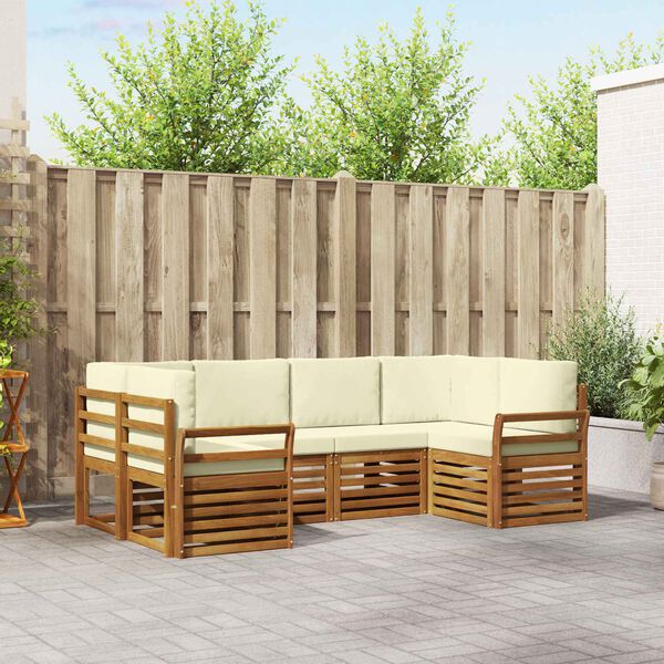 vidaXL S&oacute;fasett me&eth; p&uacute;&eth;i 6 pcs N&aacute;tt&uacute;rulegt og Krem Hrein akas&iacute;utr&eacute;