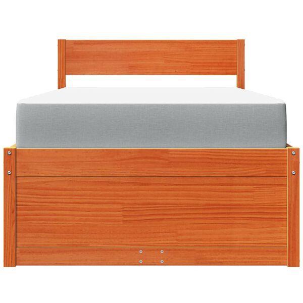 vidaXL R&uacute;mgrind me&eth; Sk&uacute;ffum og D&yacute;nu Vaxbr&uacute;n 90x190 cm Gegnheil Fura