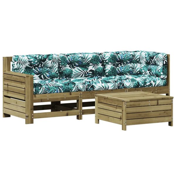 vidaXL 4 Parta Gar&eth;s&oacute;fasett me&eth; Sessum Gagnvarin Fura