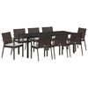 vidaXL Gar&eth;ur bor&eth;sett 9 pcs Br&uacute;nn og svartur PE rattan
