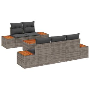 vidaXL Gar&eth;s&oacute;fa sett me&eth; p&uacute;&eth;i me&eth; geymslu 6 pcs Gr&aacute;r Poly rattan