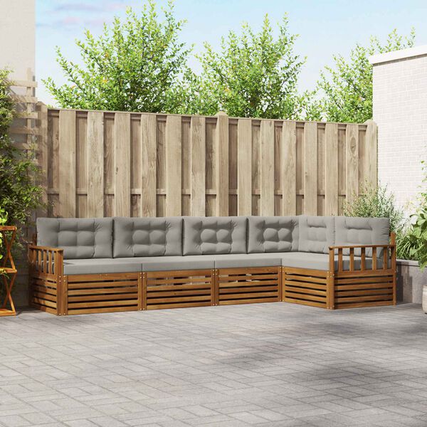 vidaXL &Uacute;ti s&oacute;fasett 5 pcs N&aacute;tt&uacute;rulegt og Lj&oacute;st Gr&aacute;tt Hrein akas&iacute;utr&eacute;