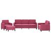 vidaXL 4 Hluta Sófasett Vínrautt Flauel