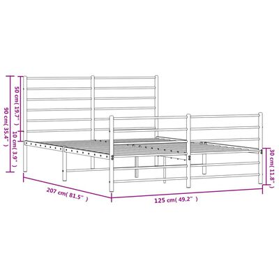 vidaXL Rúmgrind úr Málmi með Höfuðgafli & Fótagafli Svört 120x200 cm