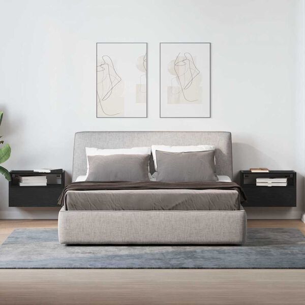 vidaXL Vegghengdir n&aacute;ttbor&eth;ssk&aacute;par 2 stk Svartur 45x26x28,5 cm